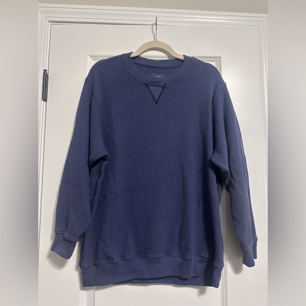 Aerie Women’s Navy Crewneck Oversized Waffle Sweatshirt